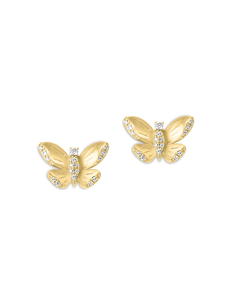 Bloomingdale's Diamond Butterfly Stud Earrings In 14k Yellow Gold, 0.14 Ct. T. W. In Gold