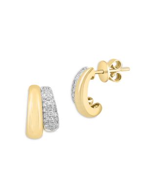 Diamond Huggie Hoop Earrings in 14K Yellow Gold, 0.29 tcw  