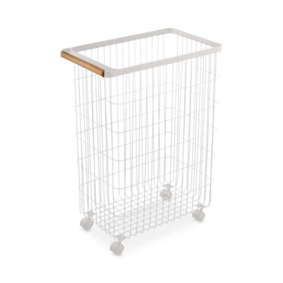 Tosca White Slim Rolling Laundry Basket