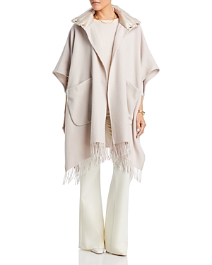 Shop Herno Wool & Cashmere Poncho In Champagne