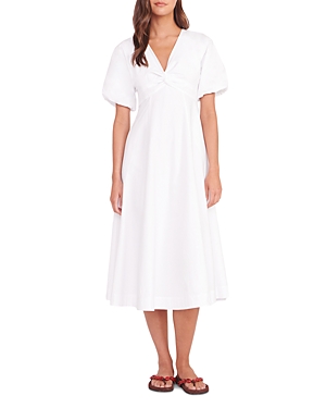 Staud Finley Stretch Cotton Dress In White