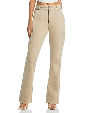 PAIGE DION FLARE LEG UTILITY JEANS IN VINTAGE WARM SAND