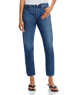 Shop Agolde Parker Cotton High Rise Cropped Slim Jeans In Surreal