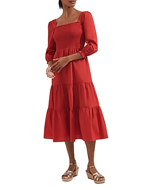 Hobbs London Tia Cotton Dress In Clay Red