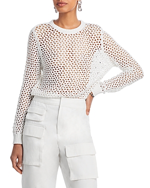 Aqua Embellished Crochet Sweater - 100% Exclusive In White