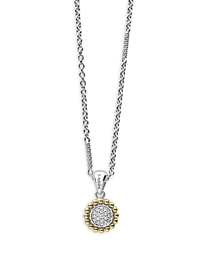 Lagos 18K Yellow Gold & Sterling Silver Diamond Cluster Bead Frame Pendant Necklace, 16-18