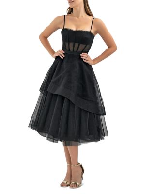 Bcbgmaxazria Corset Tiered Evening Dress In Black ModeSens