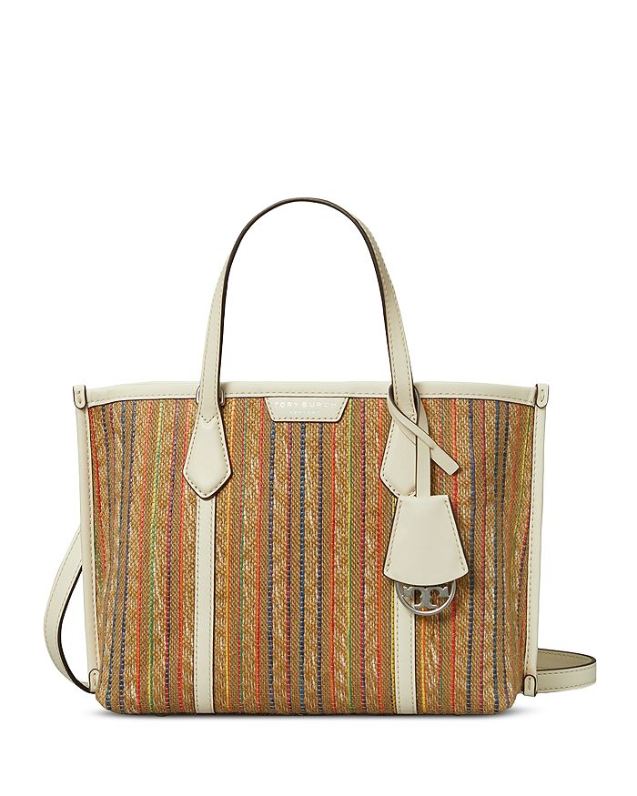 Tory Burch Perry Small Striped Raffia Tote | Bloomingdale's