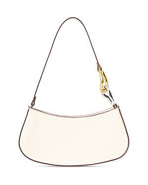 Staud Ollie Zip Leather Chain Shoulder Bag In Cream/two-tone
