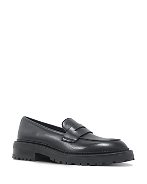 Shop Kenneth Cole Women's Fatima Slip On Penny Loafer Flats In Black Leather