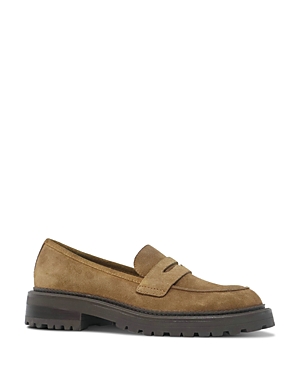 Kenneth Cole Fatima Womens Slip Resistant Suede Loafers In Caramel Suede