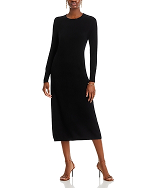 C By Bloomingdale's Cashmere Crewneck Cashmere Midi Dress - 100% Exclusive In Black