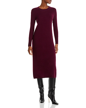 C By Bloomingdale's Cashmere Crewneck Cashmere Midi Dress - 100% Exclusive In Heather Burgundy