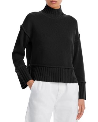 AQUA - Boxy Mock Neck Cashmere Sweater - Exclusive