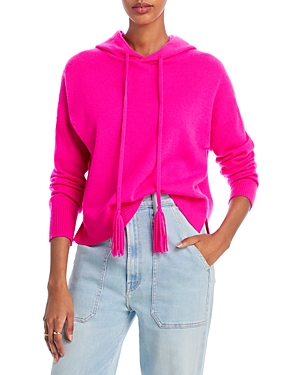 Aqua Fringe Drawstring Cashmere Hoodie - 100% Exclusive In Neon Pink