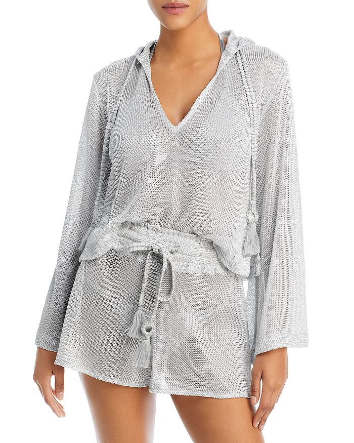 Ramy Brook Marlee Drawstring Hoodie Swim CoverUp & Matrix Drawstring