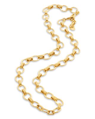 Cleopatra Small Hammered Link Necklace, 16"