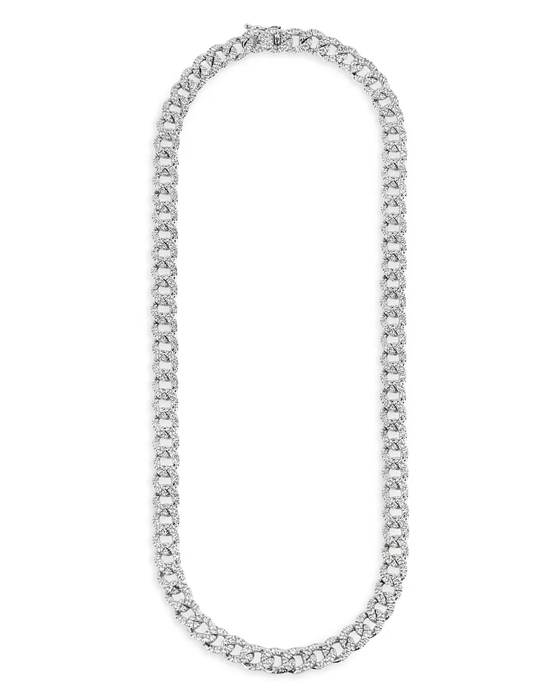 Zydo 18K White Gold Classic Chic Diamond Link Necklace 16, 6.87 tcw