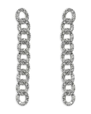 Zydo 18K White Gold Classic Chic Diamond Link Drop Earrings