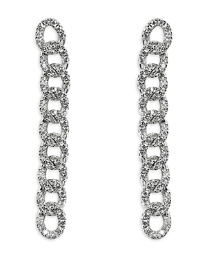 18K White Gold Classic Chic Diamond Link Drop Earrings