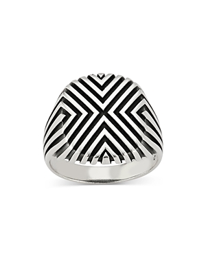 Milanesi And Co Men's Sterling Silver Textured Chevron Statement Ring