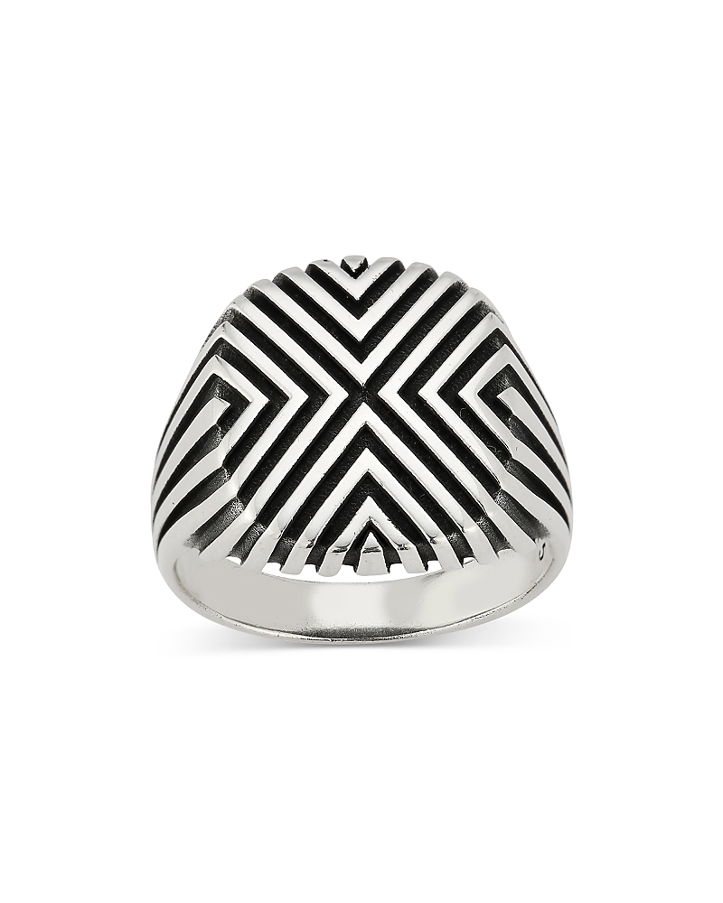 Milanesi And Co Men's Sterling Silver Textured Chevron Statement Ring In Silver