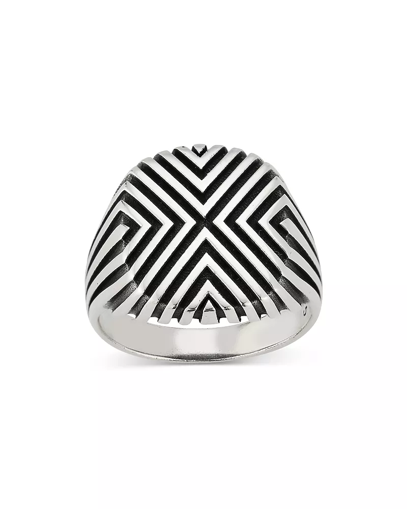 Milanesi And Co Men's Sterling Silver Textured Chevron Statement Ring
