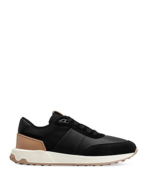 Tod's Tods Mens Black Luxury Leather And Mesh Low-top Trainers In Charcoal