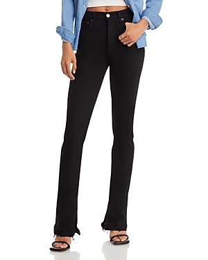 Re/done 70s High Rise Skinny Bootcut Jeans In Black In Black