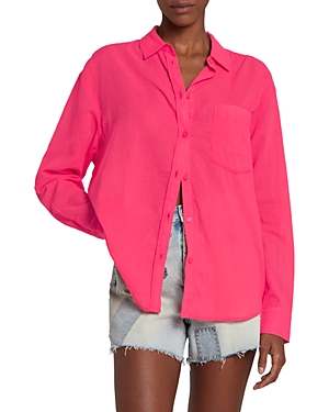 7 For All Mankind Pima Cotton Voile Button Up Shirt In Geranium