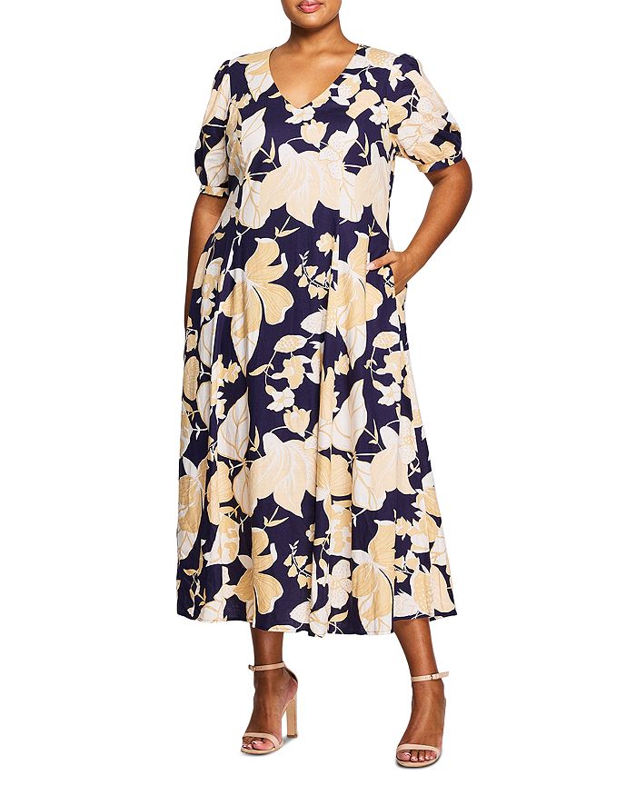 Estelle Plus Valencia Puff Sleeve Midi Dress | Bloomingdale's