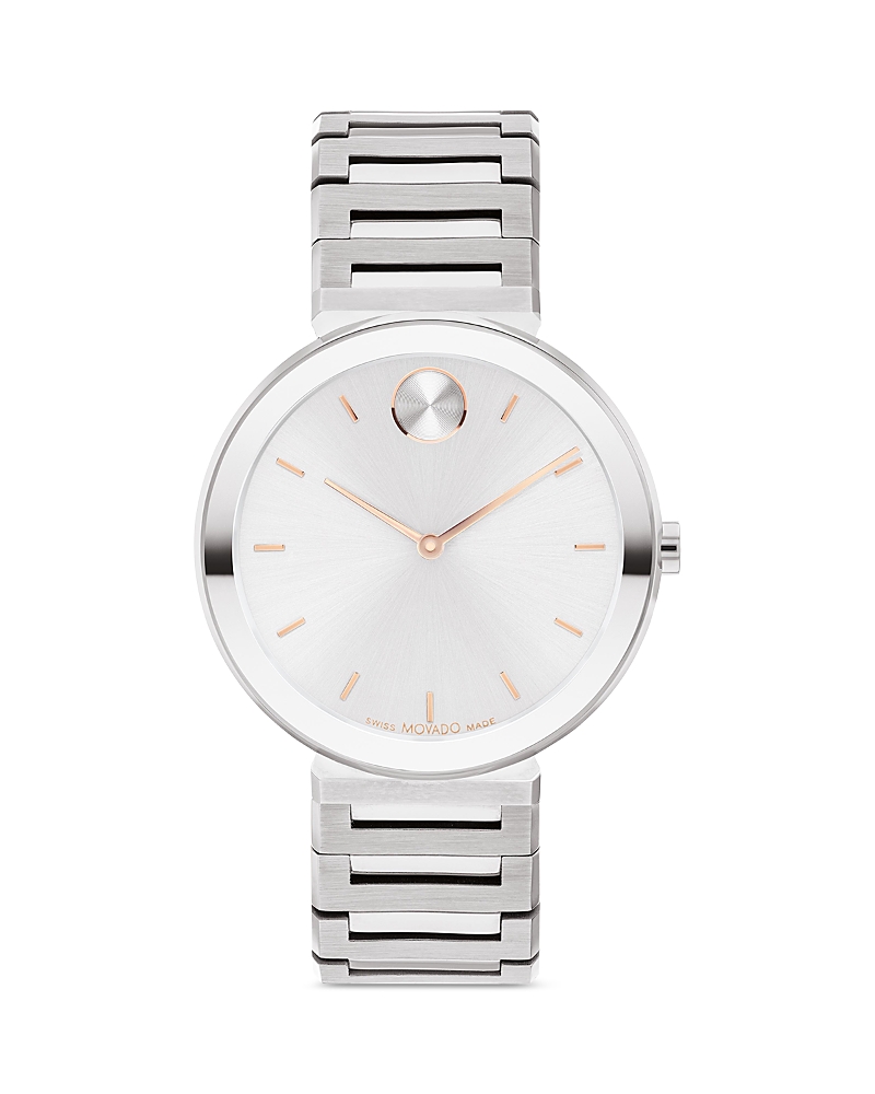 Movado Women's Bold Horizon Swiss Quartz Silver-tone Stainless Steel Watch 34mm In Silver