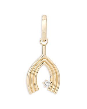 Adina Reyter 14k Yellow Gold Groovy Diamond Wishbone Pendant In Gold