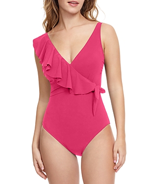 Profile By Gottex Ruffled One Piece Swimsuit In Rose