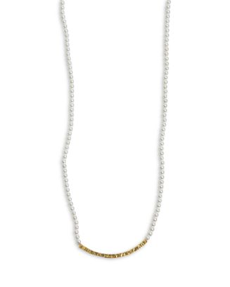 Argento Vivo Hammered Bar Gemstone Beaded Collar Necklace in 18K