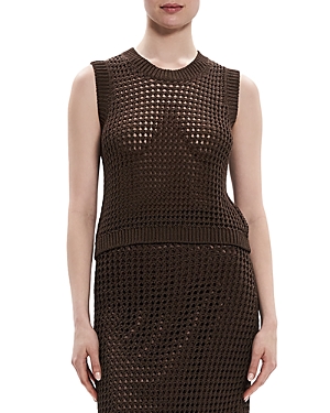 Theory Polished Twist Mesh Vest Top In Pecan