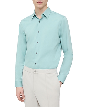 Shop Theory Sylvain Structure Knit Regular Fit Shirt In Blue Surf