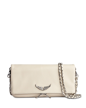 ZADIG & VOLTAIRE ROCK SWING YOUR WINGS LEATHER CLUTCH BAG