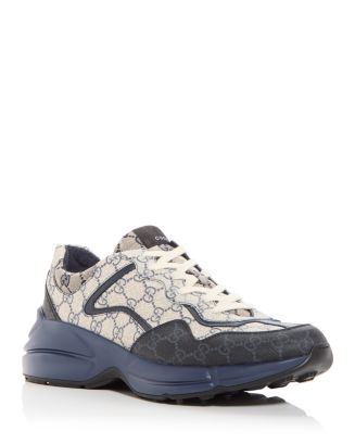 Gucci Men's GG Rhyton Low Top Canvas and Leather Sneakers ...