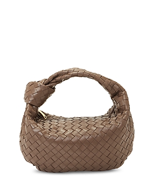 Bottega Veneta Green Mini Jodie Top Handle Bag In Taupe Gray/gold
