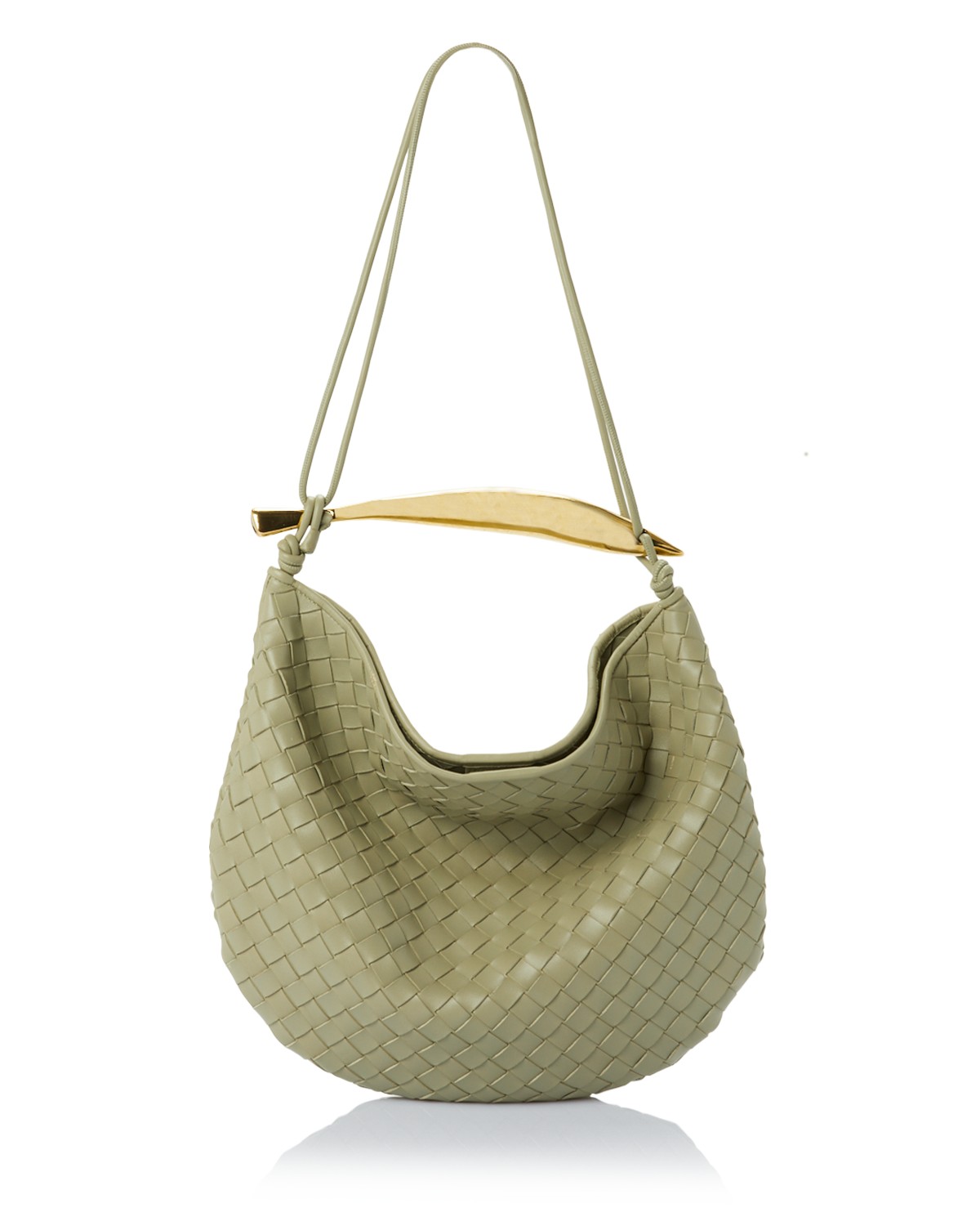 Bottega Veneta Medium Sardine Intrecciato Leather Shoulder Bag in Travertine/Brass