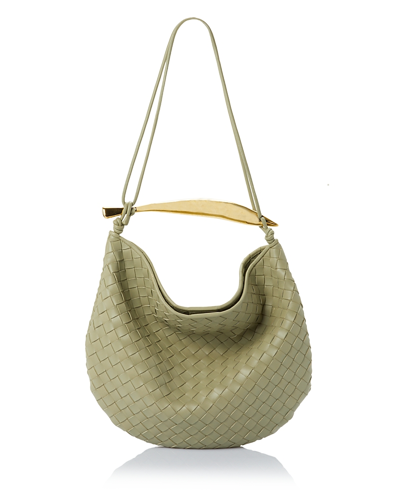 Bottega Veneta Medium Sardine Intrecciato Leather Shoulder Bag In Travertine/brass