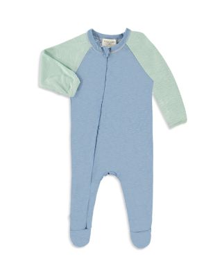 PAIGELAUREN - Unisex Slub Rib Color Blocked Raglan Seamless Zipper Footie - Baby