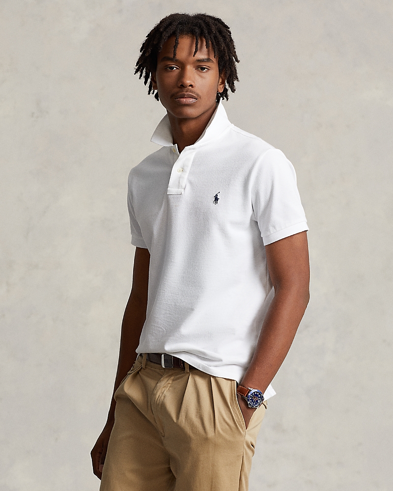 Polo Ralph Lauren Ralph Lauren Custom Slim Fit Stretch Mesh Polo Shirt In White