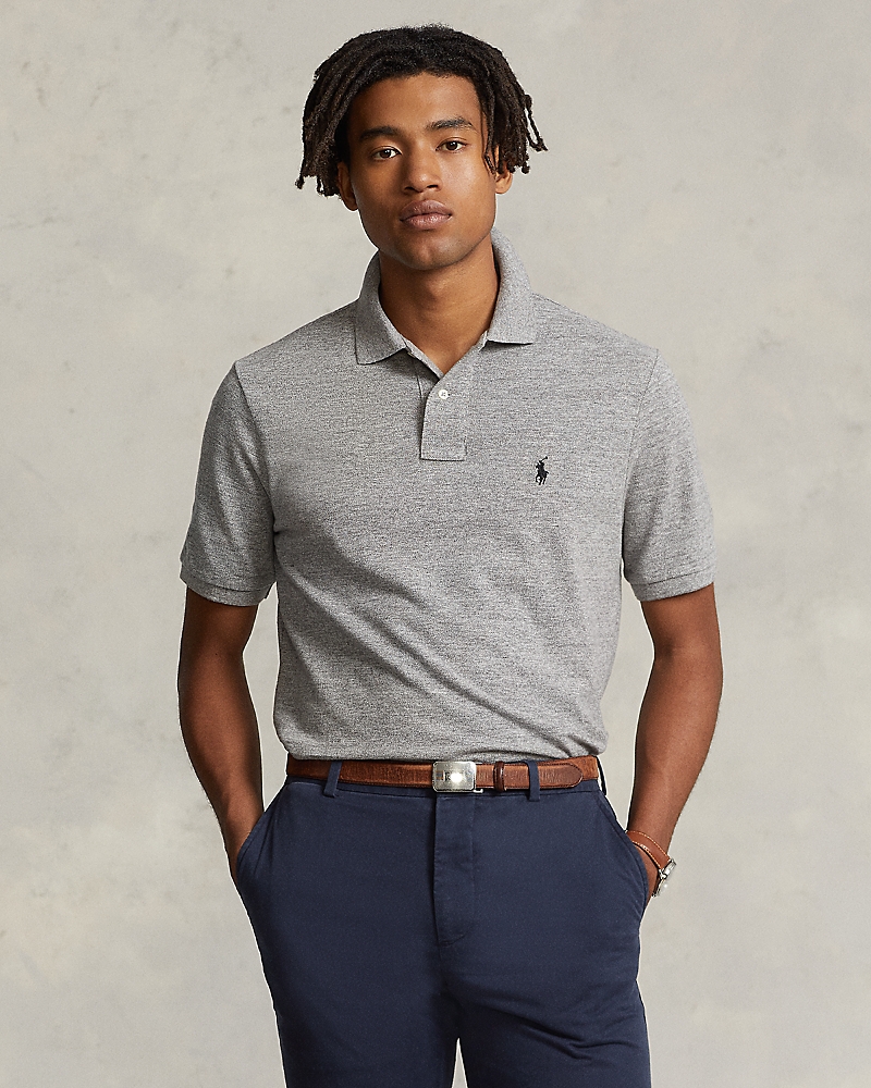 Polo Ralph Lauren Custom Slim Fit Mesh Polo In Gray