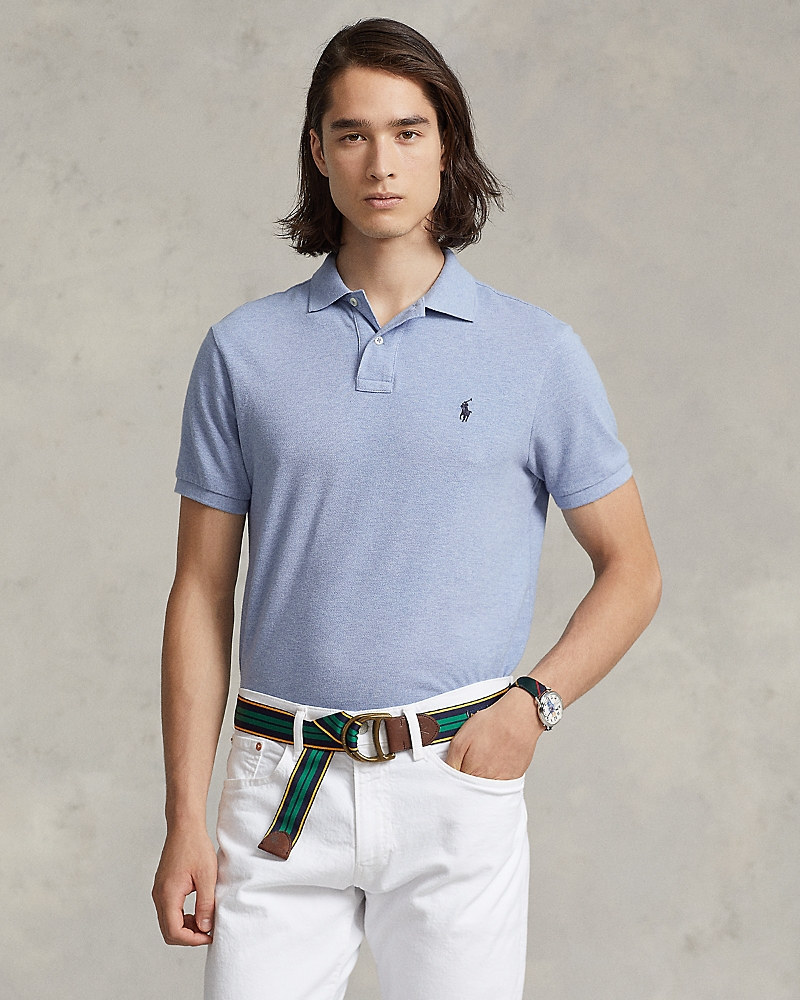 Polo Ralph Lauren Stretch Mesh Classic Fit Polo Shirt In Jamaica Heather Blue