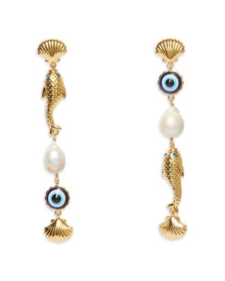 Lele Sadoughi Imitation Pearl & Evil Eye Sea Motif Mismatch  display picture 1