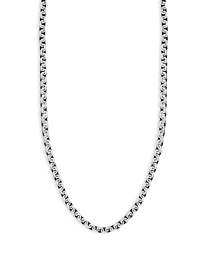 Men's Sterling Silver Oxidized Box Chain Necklace, 20