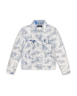 Purple Brand Sanke Snake Print Light Indigo Trucker Jacket | ModeSens