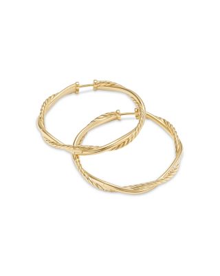18K Yellow Gold Petite Infinity Hoop Earrings with Pav&eacute; Diamonds